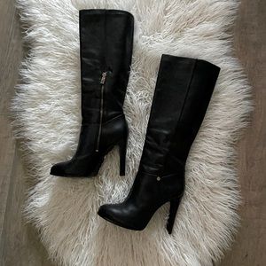 Tory Burch Kasey Tall Black Leather Heeled Boots Sz 8